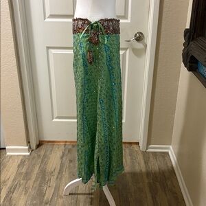 EXOTIC VINTAGE Green and Blue Patterned Fabric, with MIRROR inlays